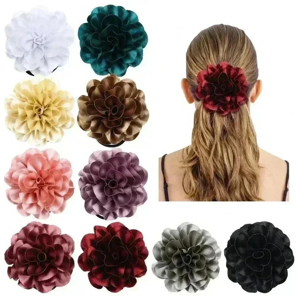 2 Pcs Solid 4" Handmade Big Flower Floral - Picture 4 of 7